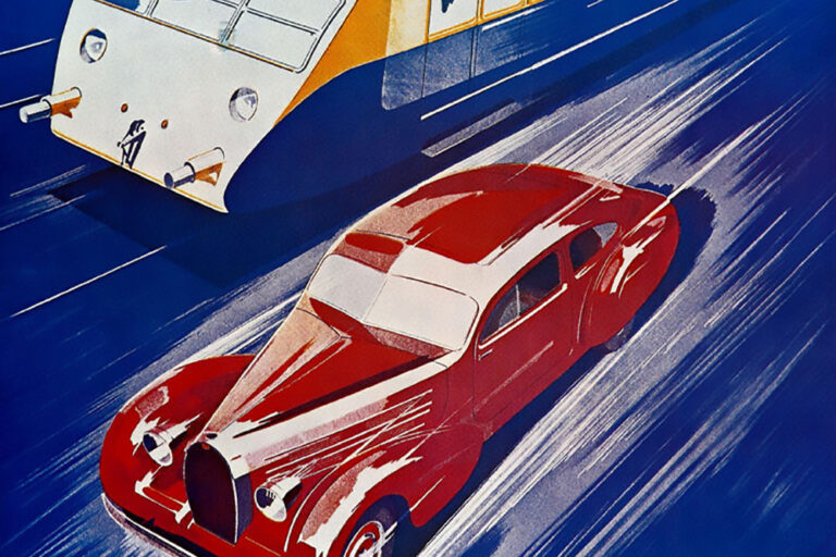 Affiches d'époque, images Bugatti.