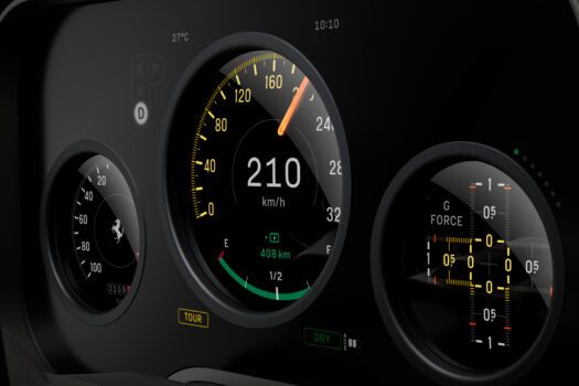 Les cadrans du poste de conduite sont inspirés des Ferrai des années 1990