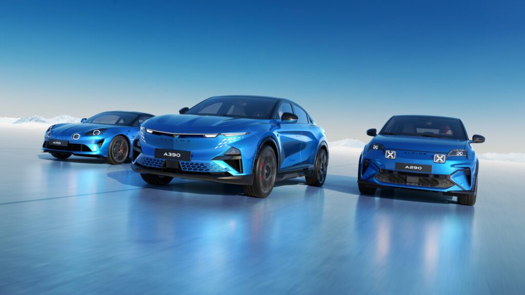 La gamme Alpine avec l'A110, l'A390 et l'A290
