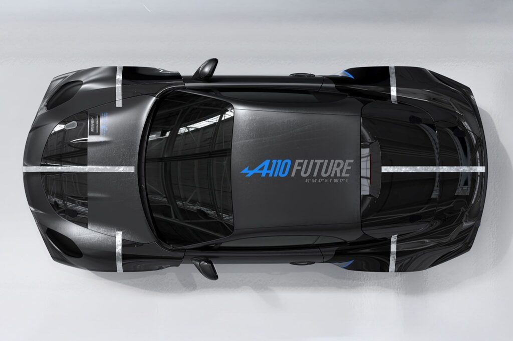 Vue de côté de la nouvelle Alpine A110 EV